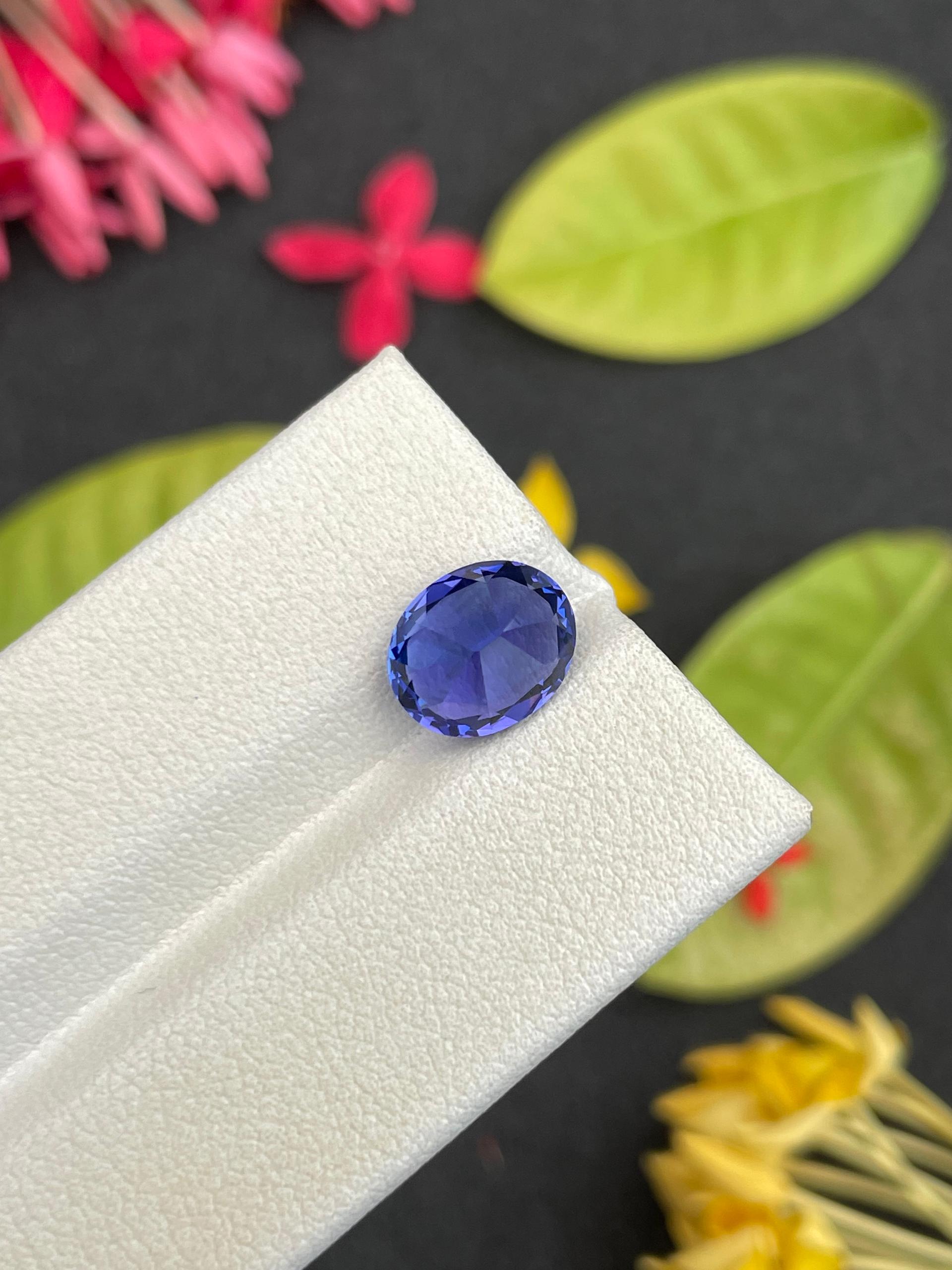 AA violet blue tanzanite, 3.18ct oval cut — view 7