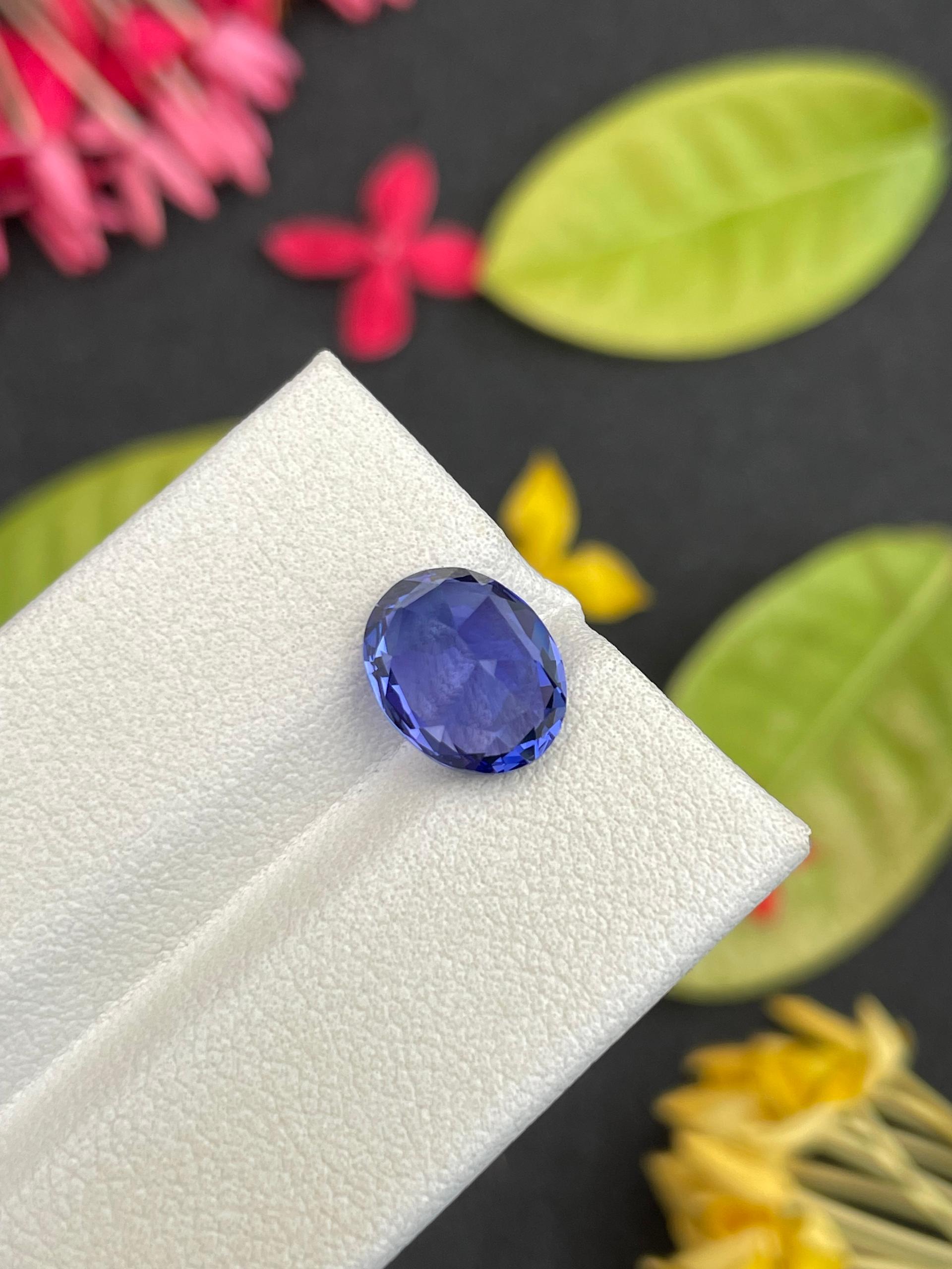 AA violet blue tanzanite, 3.31ct oval cut — view 7