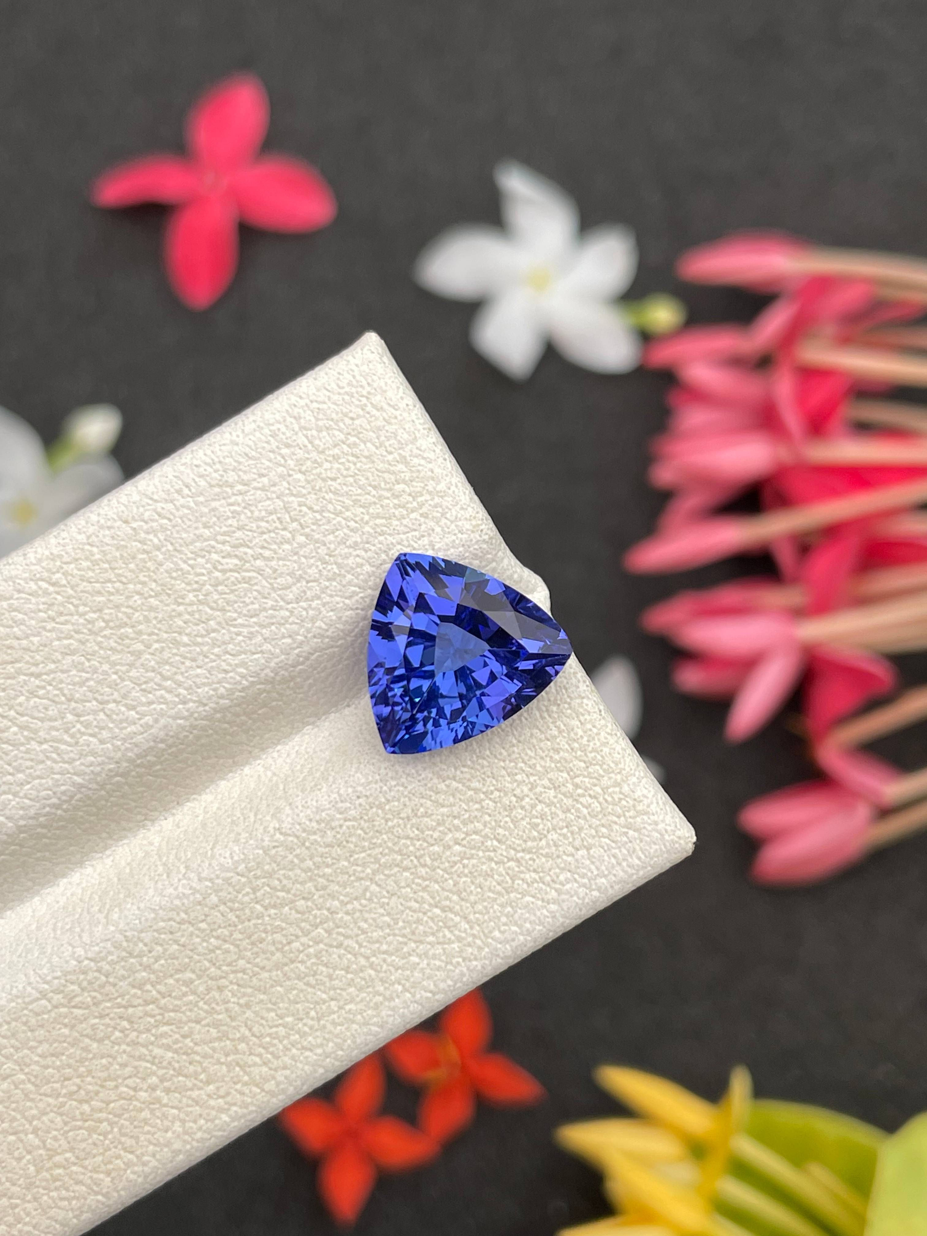 AAA+ violet blue tanzanite, 3.72ct trilliant cut — view 5