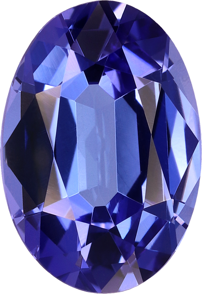 Oval cut tanzanite, 11.57 by 7.95 mm, shown at actual size