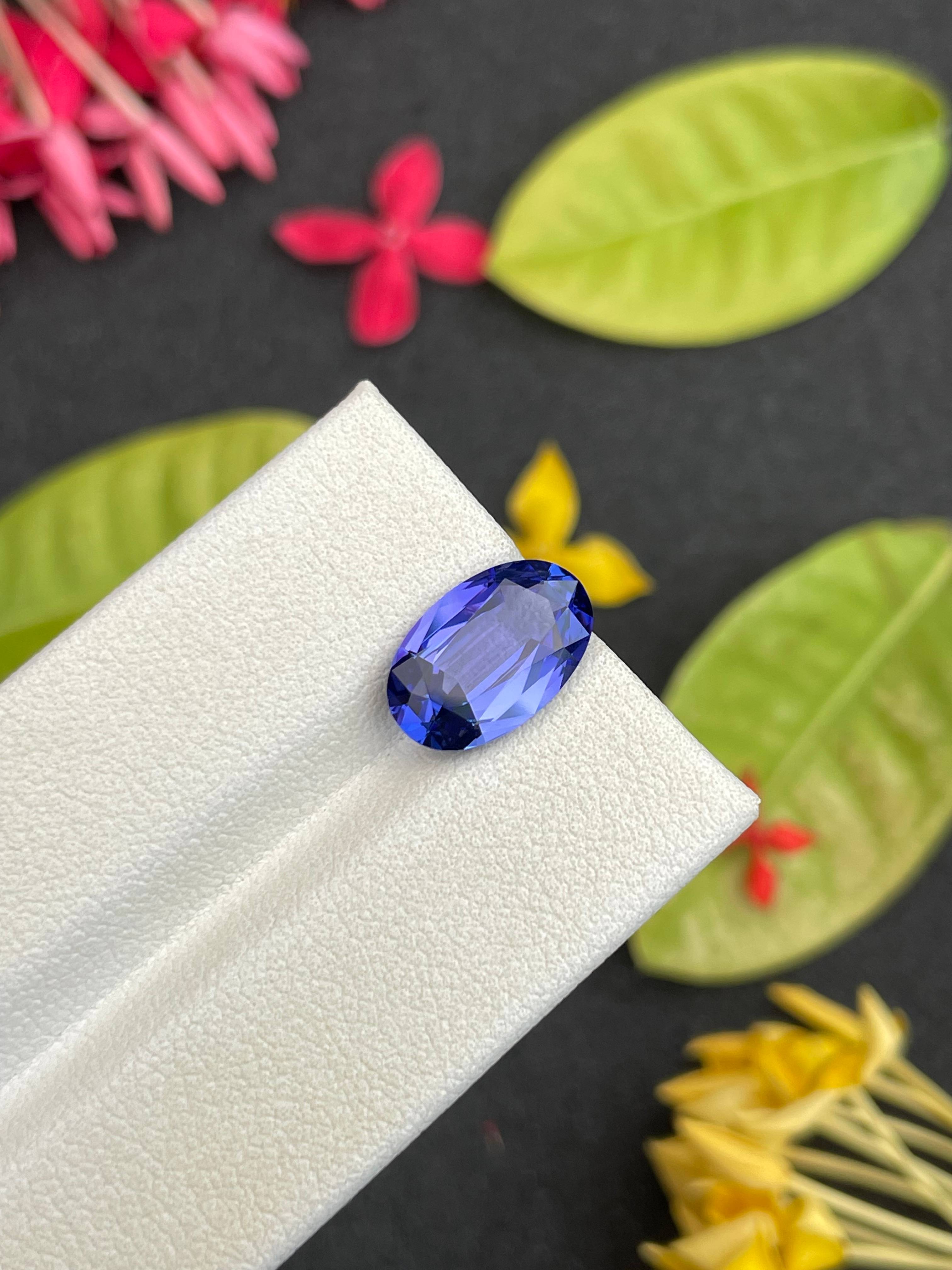 AA violet blue tanzanite, 3.39ct oval cut — view 5