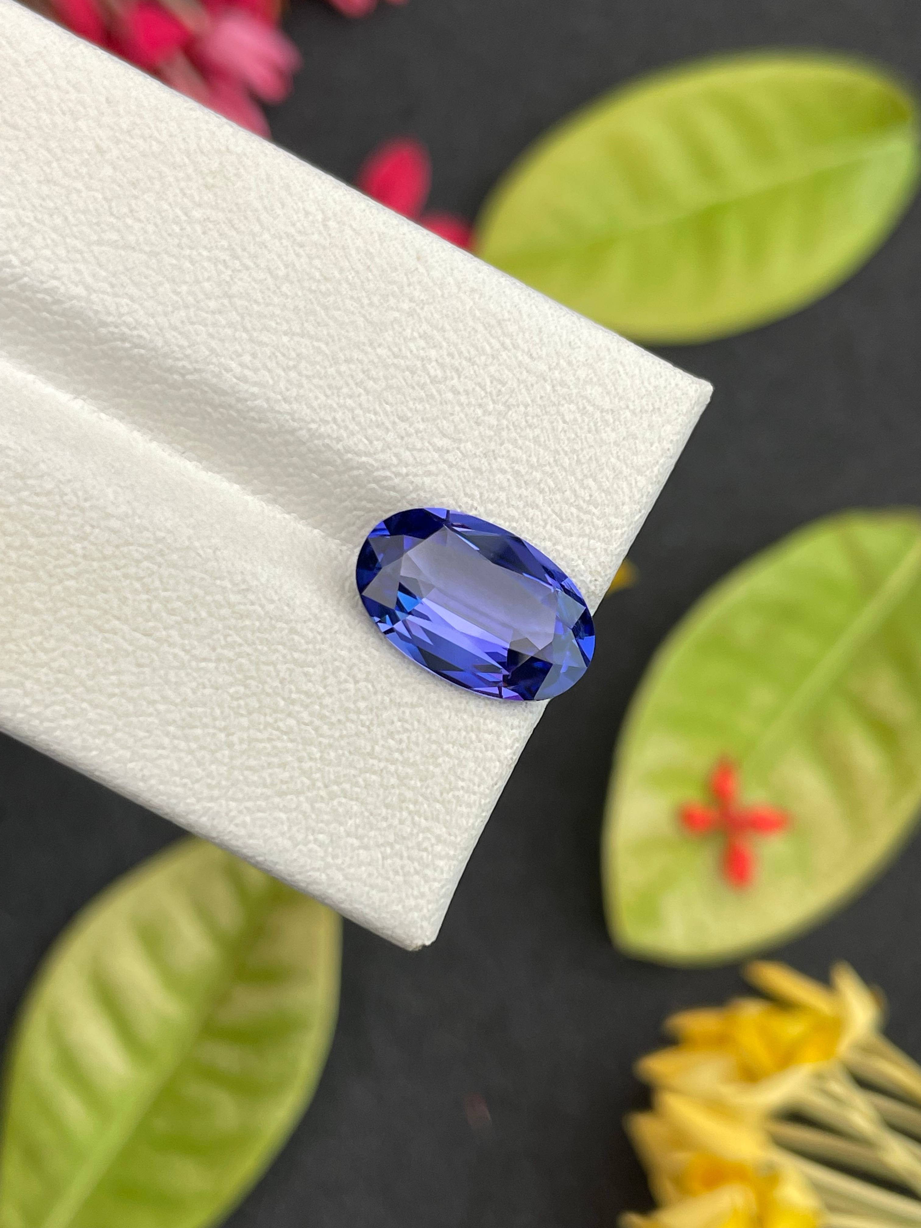 AA violet blue tanzanite, 3.39ct oval cut — view 6