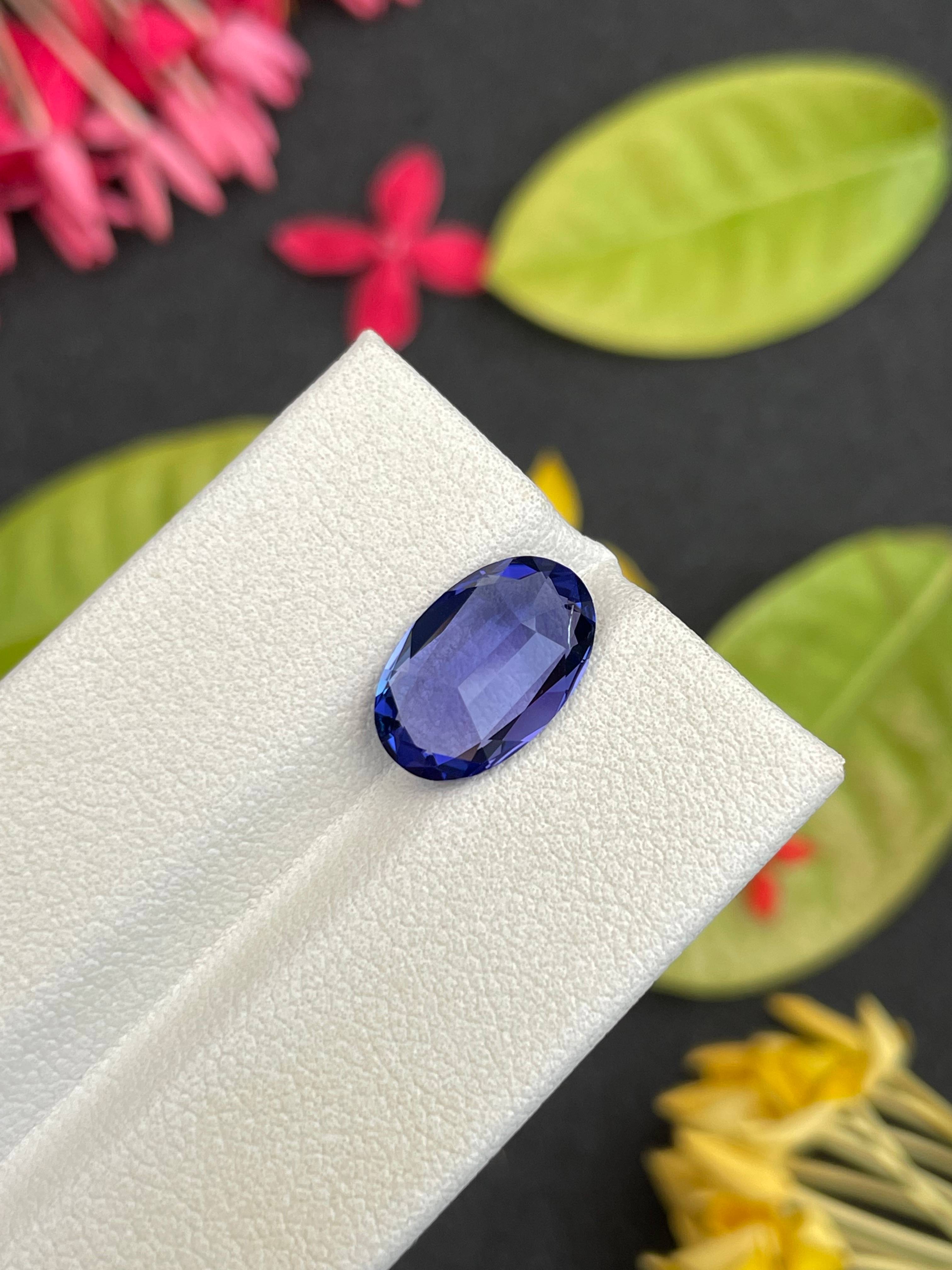AA violet blue tanzanite, 3.39ct oval cut — view 7