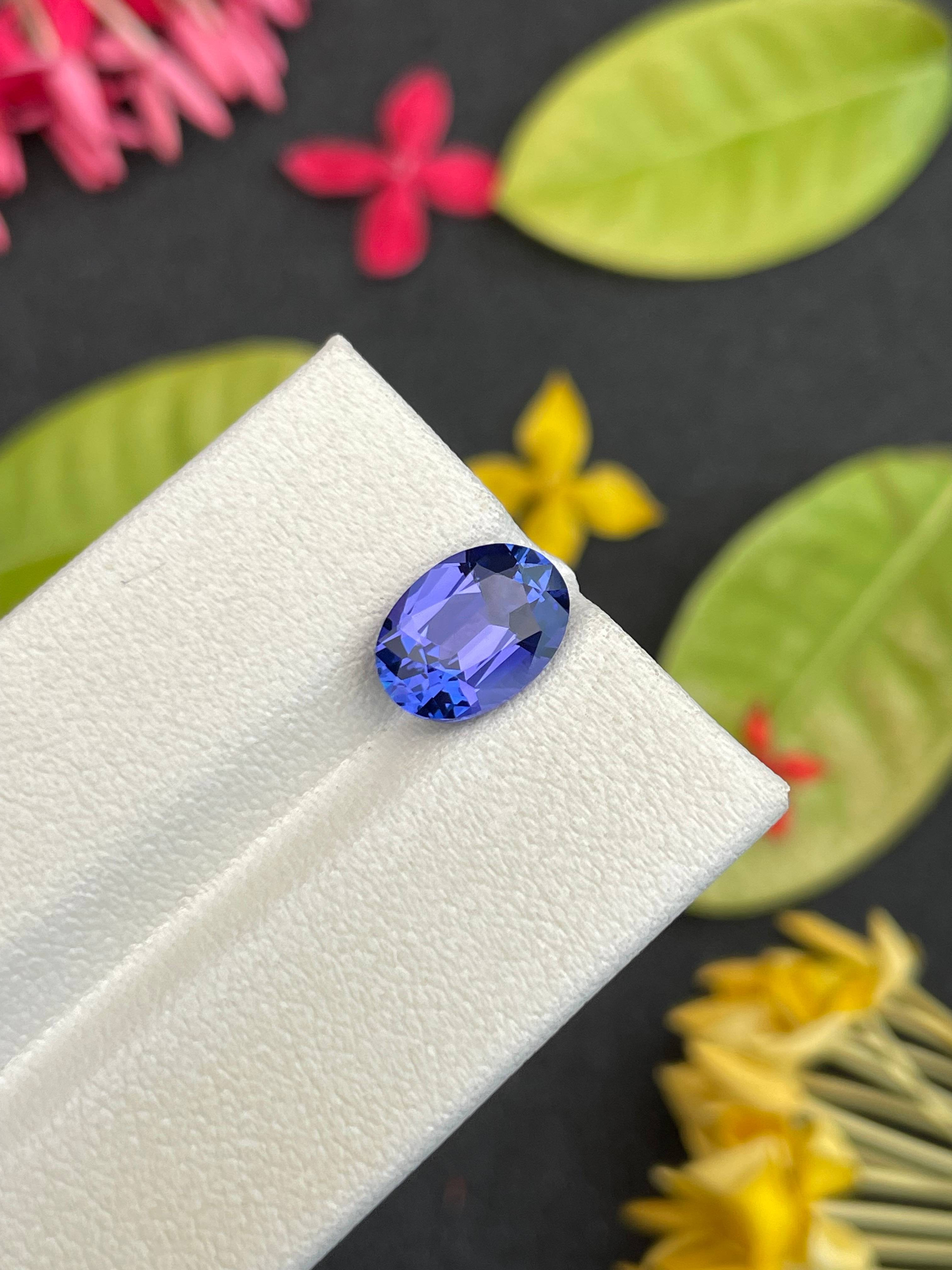 AA violet blue tanzanite, 2.57ct oval cut — view 5