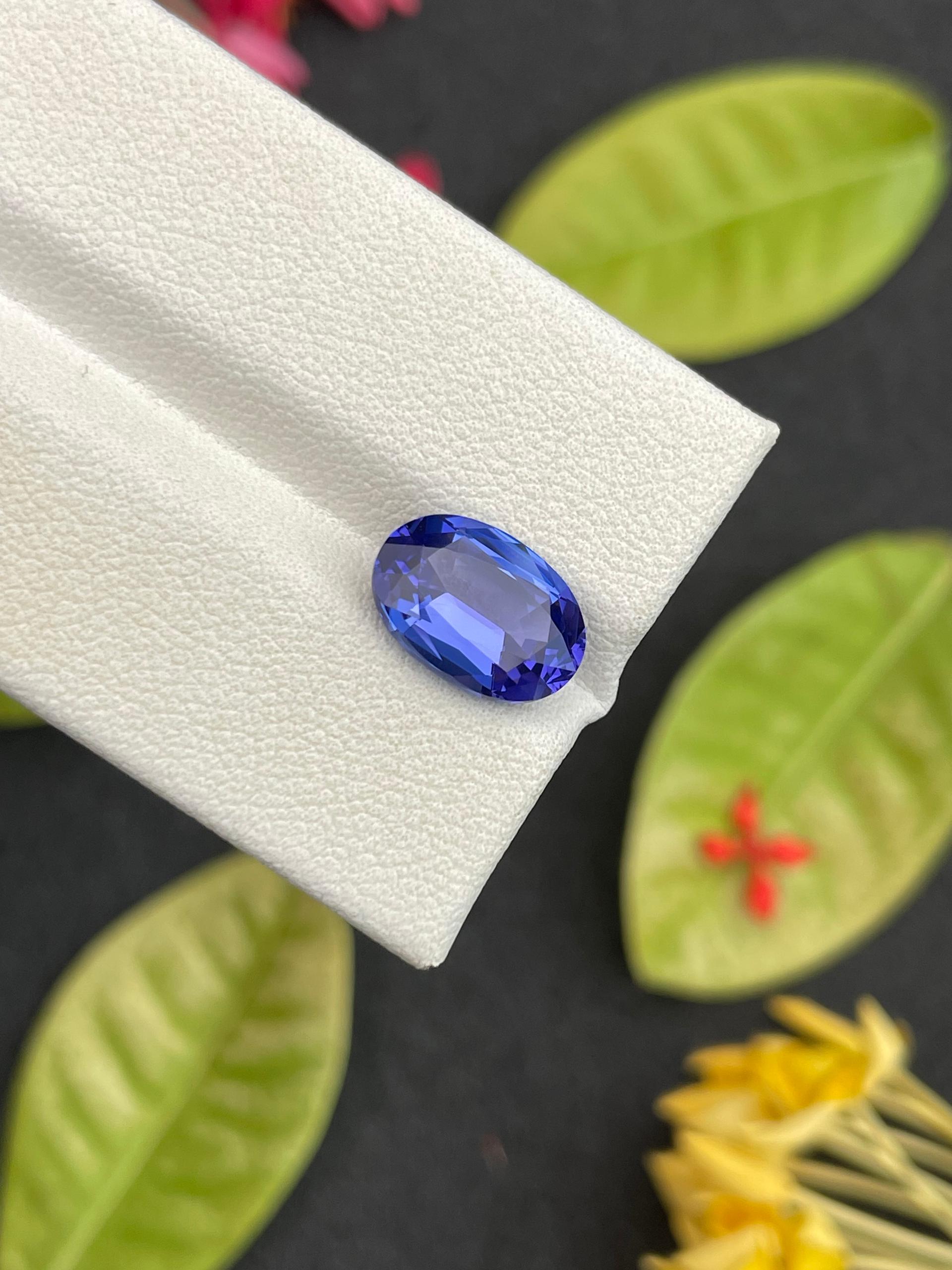 AA violet blue tanzanite, 3.38ct oval cut — view 6