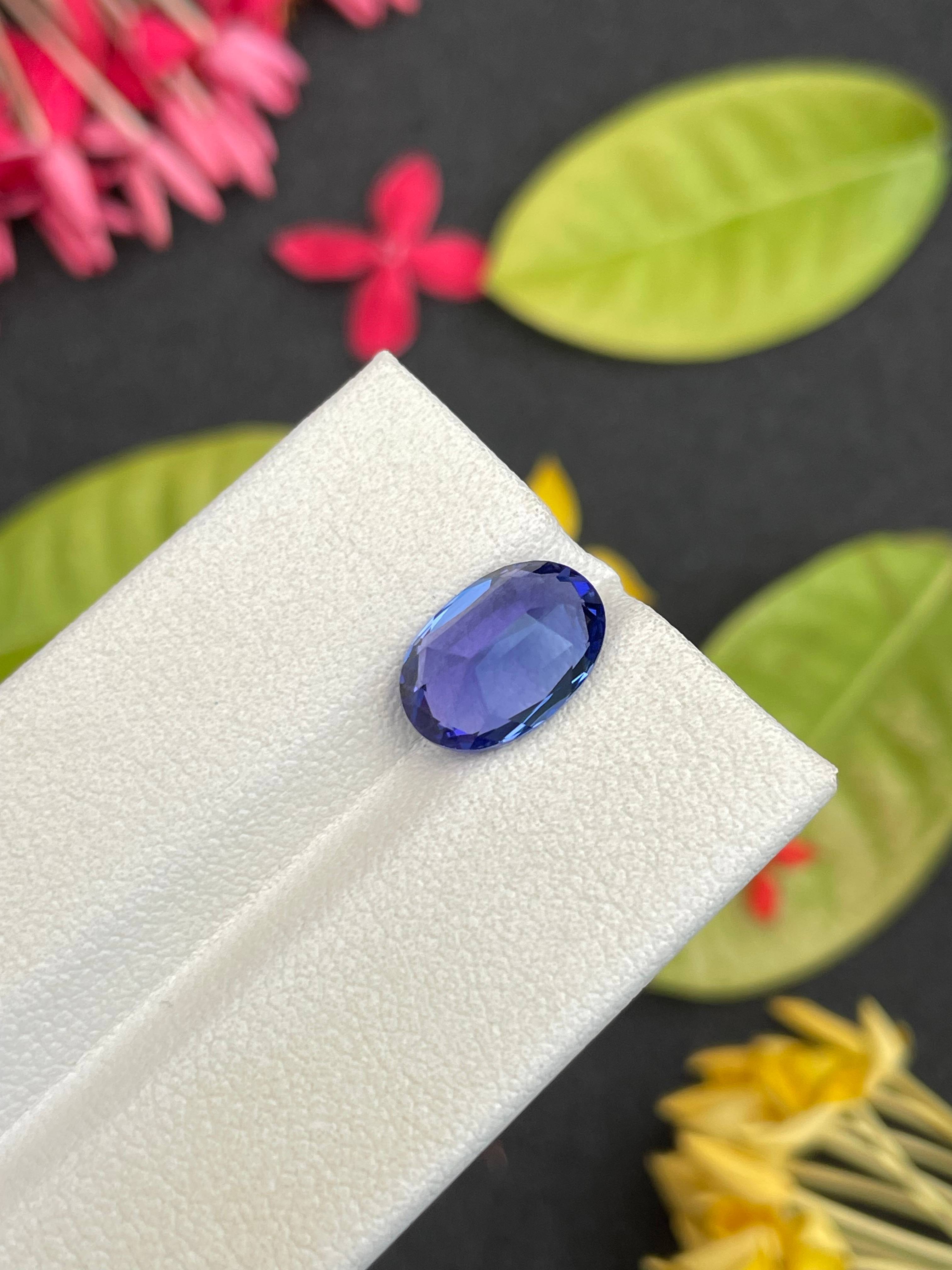 AA violet blue tanzanite, 3.38ct oval cut — view 7