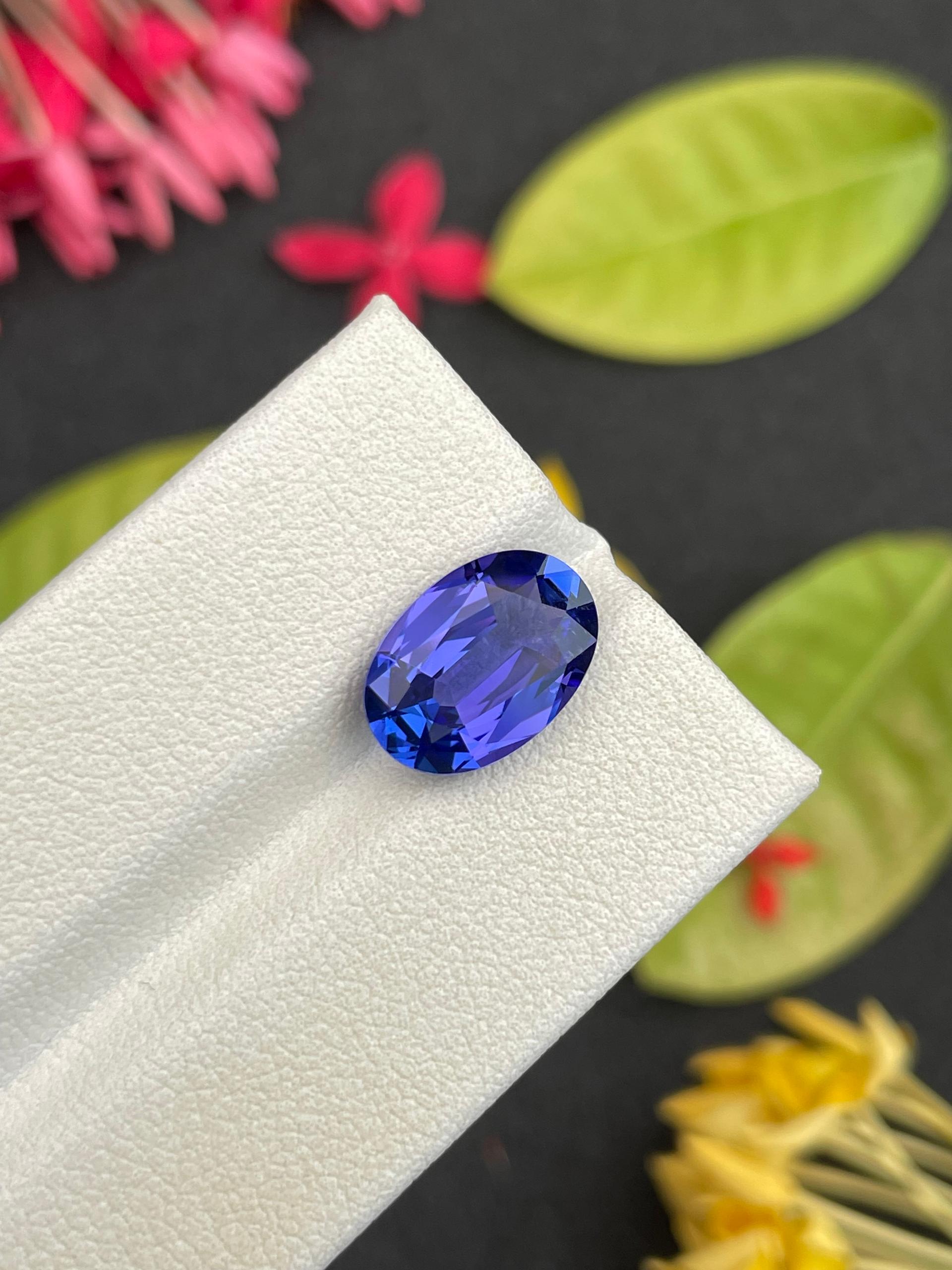 AA violet blue tanzanite, 4.26ct oval cut — view 5