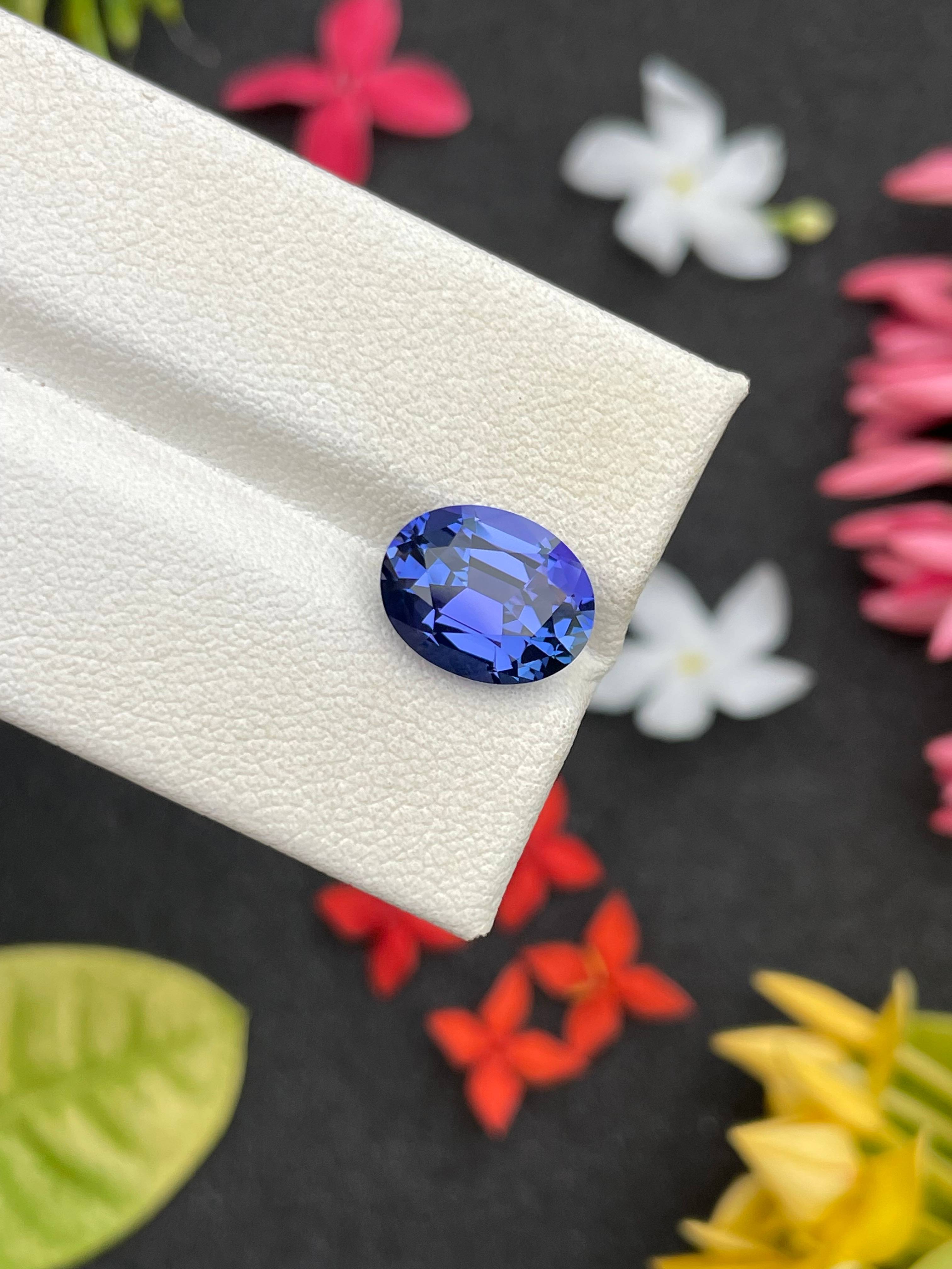 AA violet blue tanzanite, 4.11ct oval cut — view 6