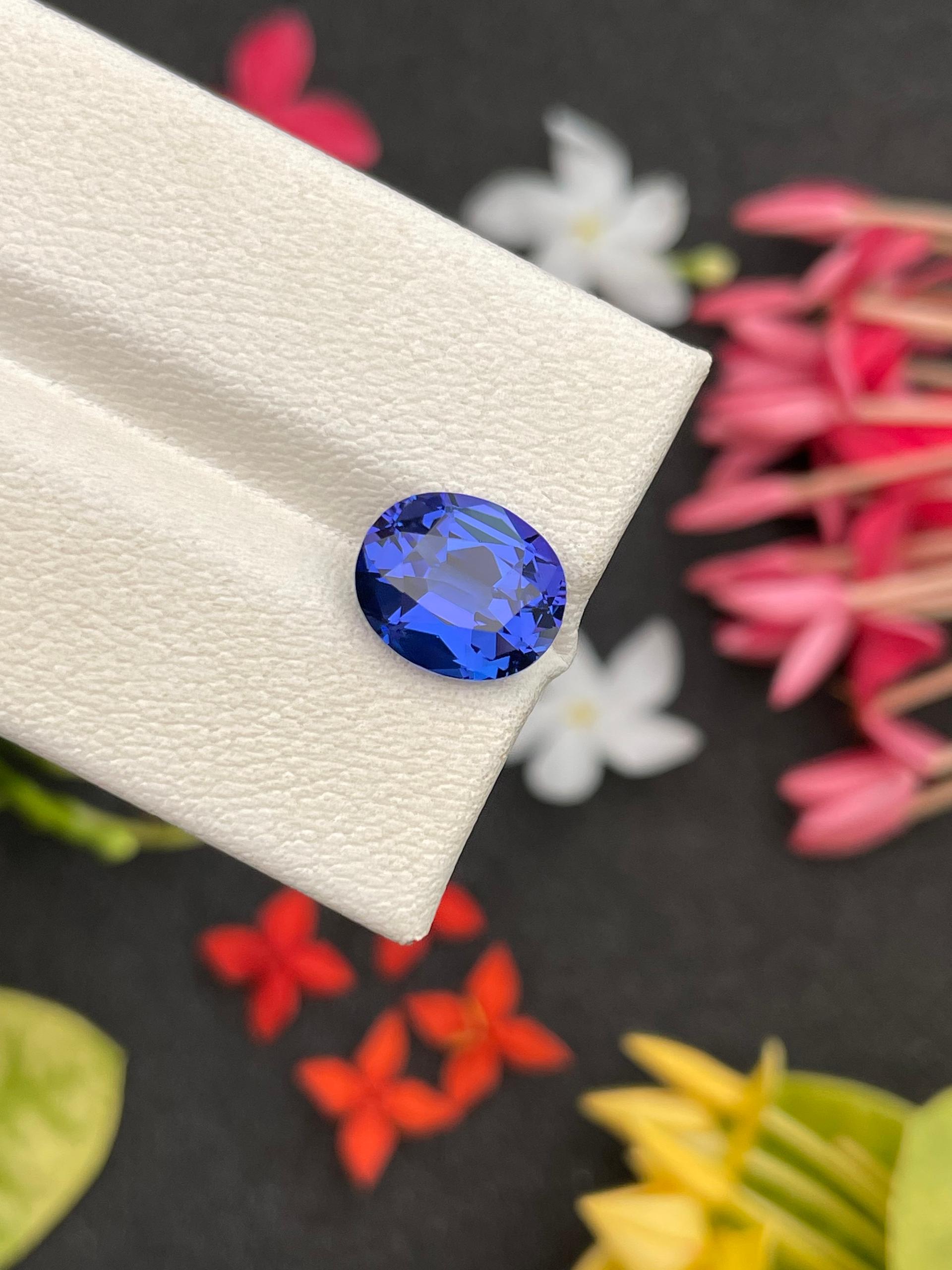 AAA+ violet blue tanzanite, 3.55ct oval cut — view 6