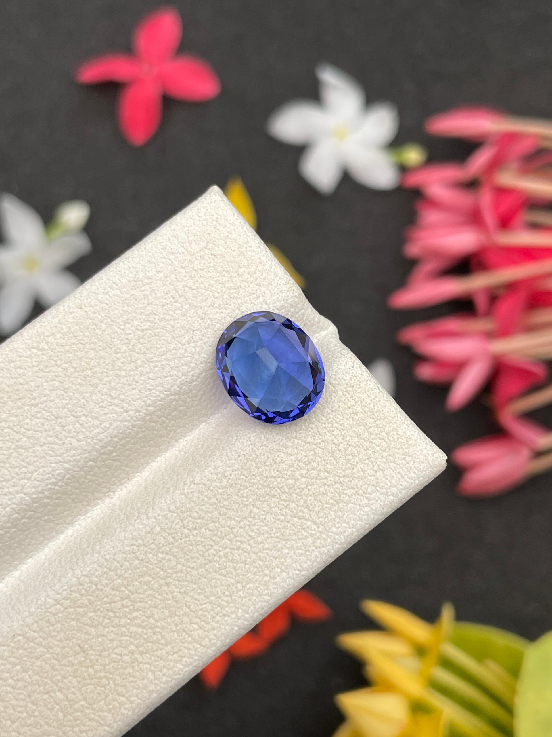 AAA+ violet blue tanzanite, 3.55ct oval cut — view 7