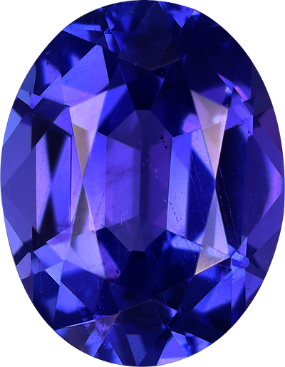 Oval cut tanzanite, 11.17 by 8.7 mm, shown at actual size