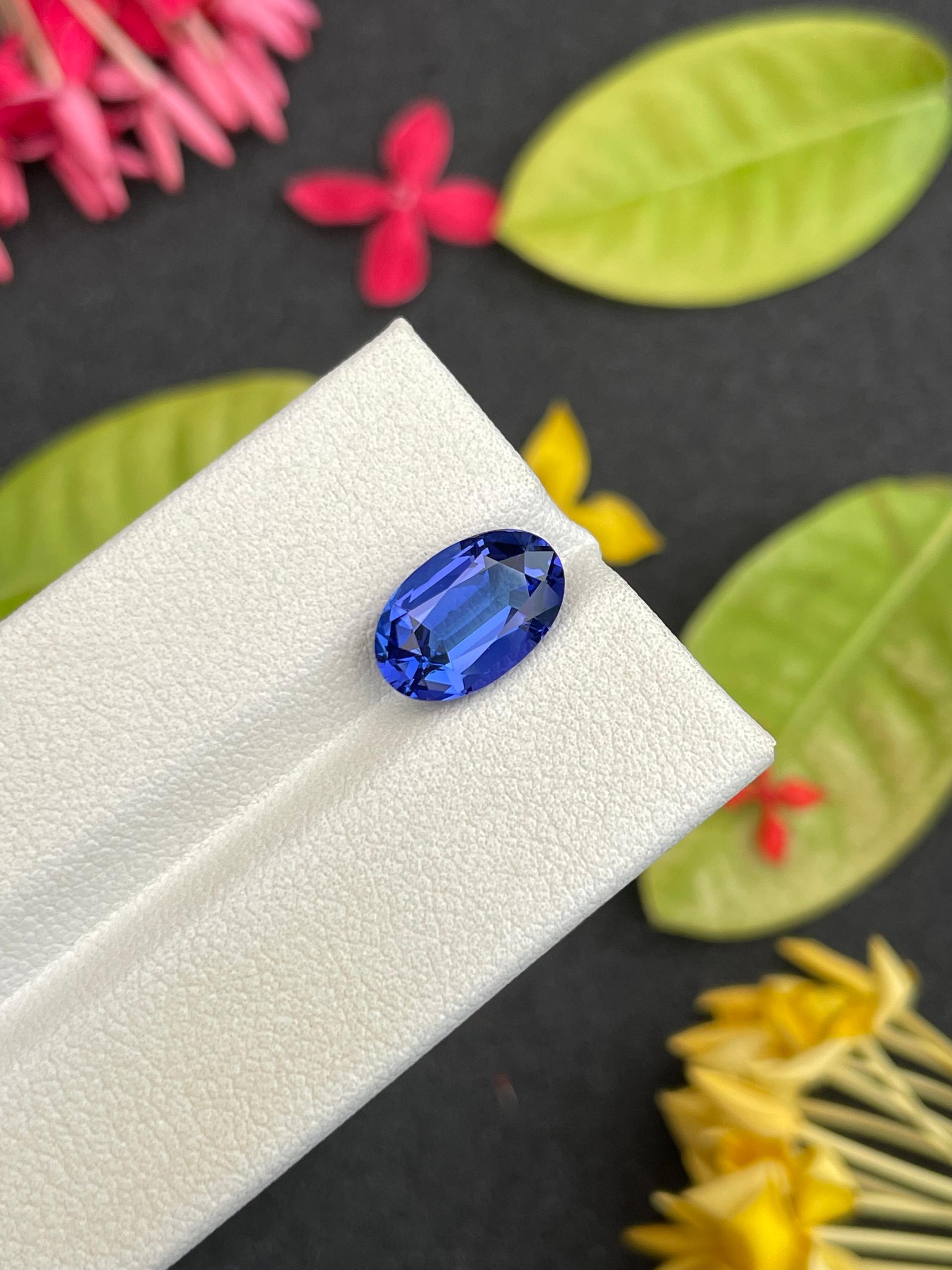 AA violet blue tanzanite, 3.45ct oval cut — view 5