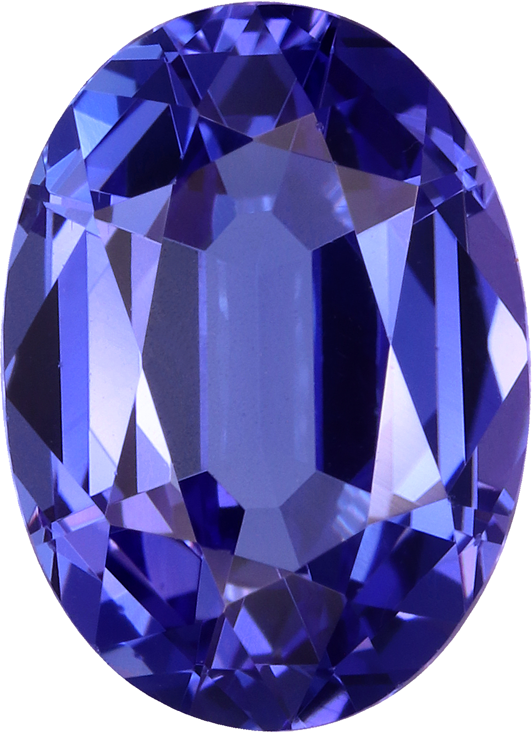 Oval cut tanzanite, 10.89 by 7.94 mm, shown at actual size