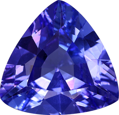 Trilliant cut tanzanite, 11.44 by 11.25 mm, shown at actual size