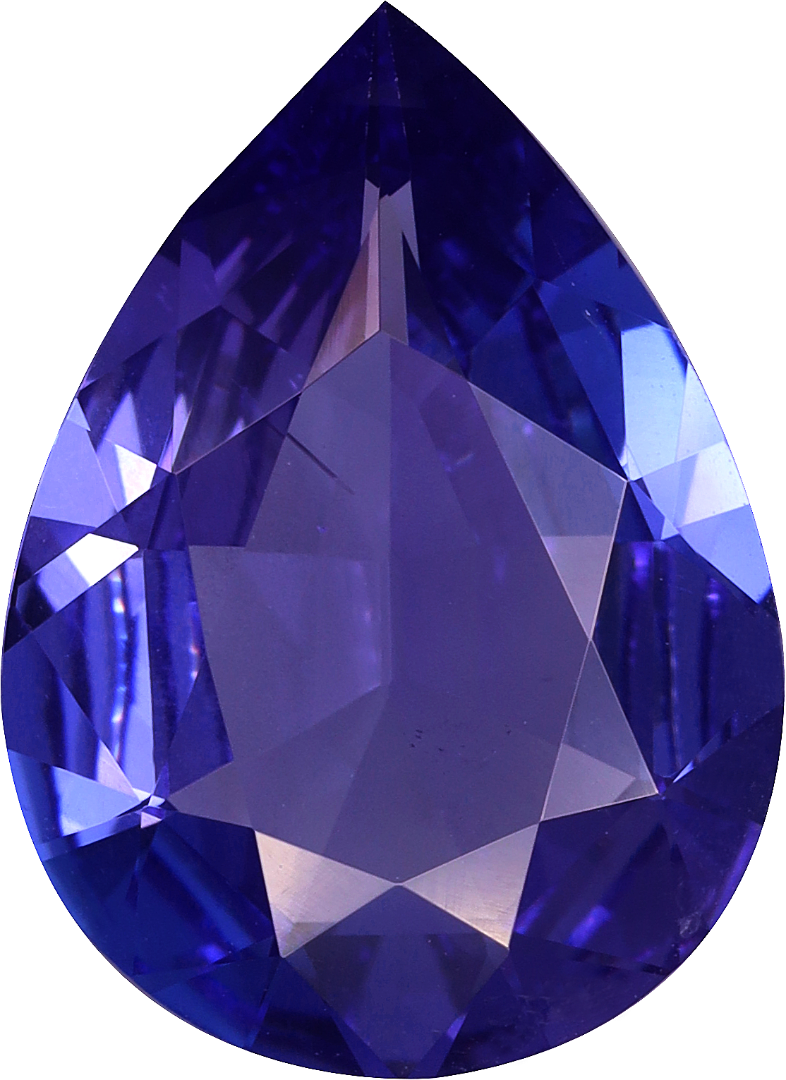Pear cut tanzanite, 13.64 by 9.91 mm, shown at actual size