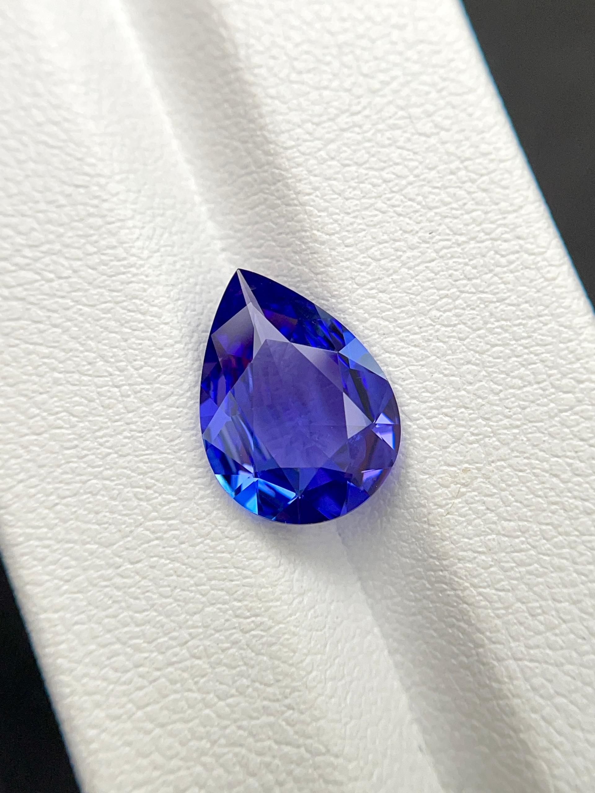 AAA+ violet blue tanzanite, 3.83ct pear cut — view 5