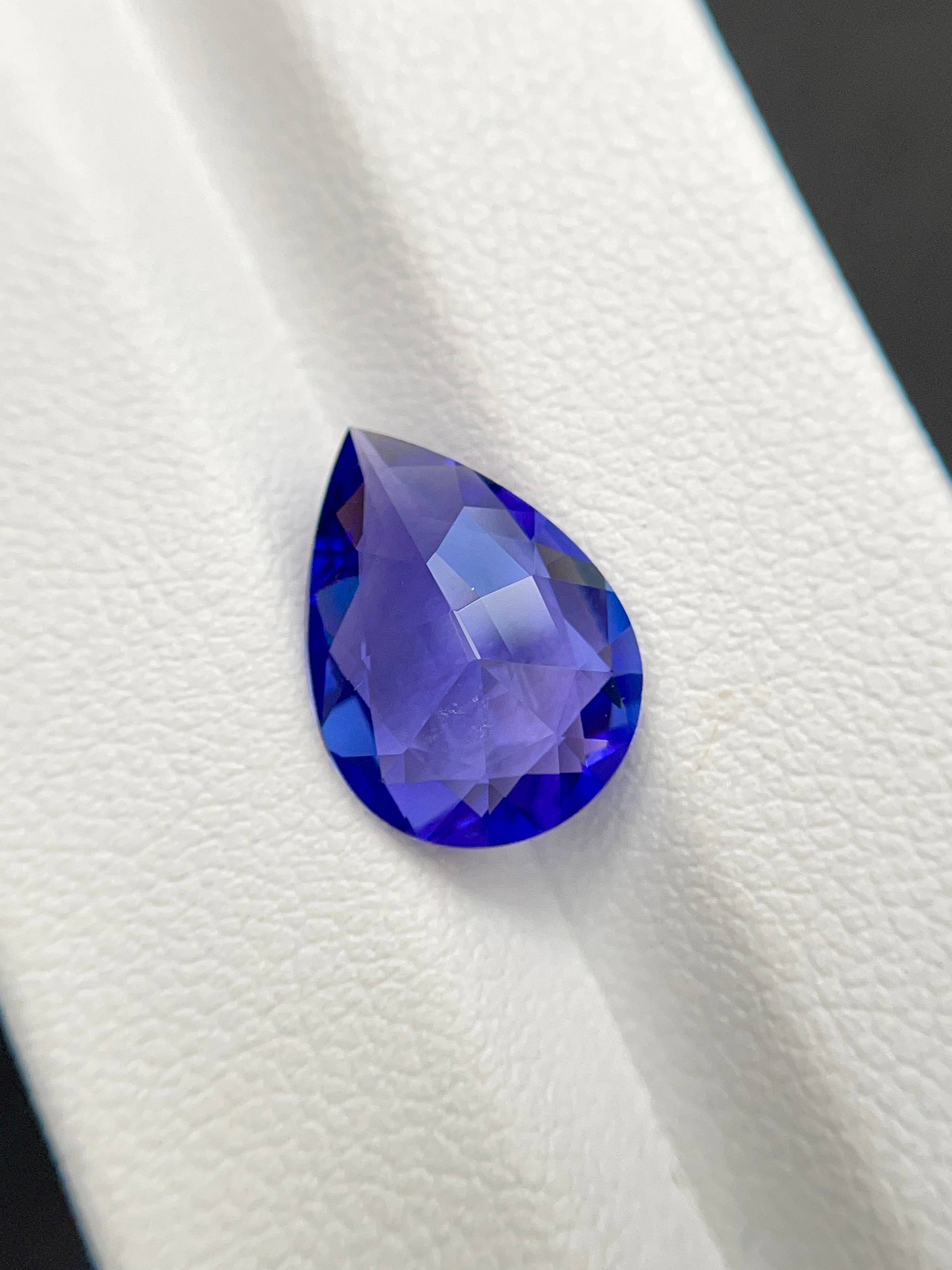 AAA+ violet blue tanzanite, 3.83ct pear cut — view 6