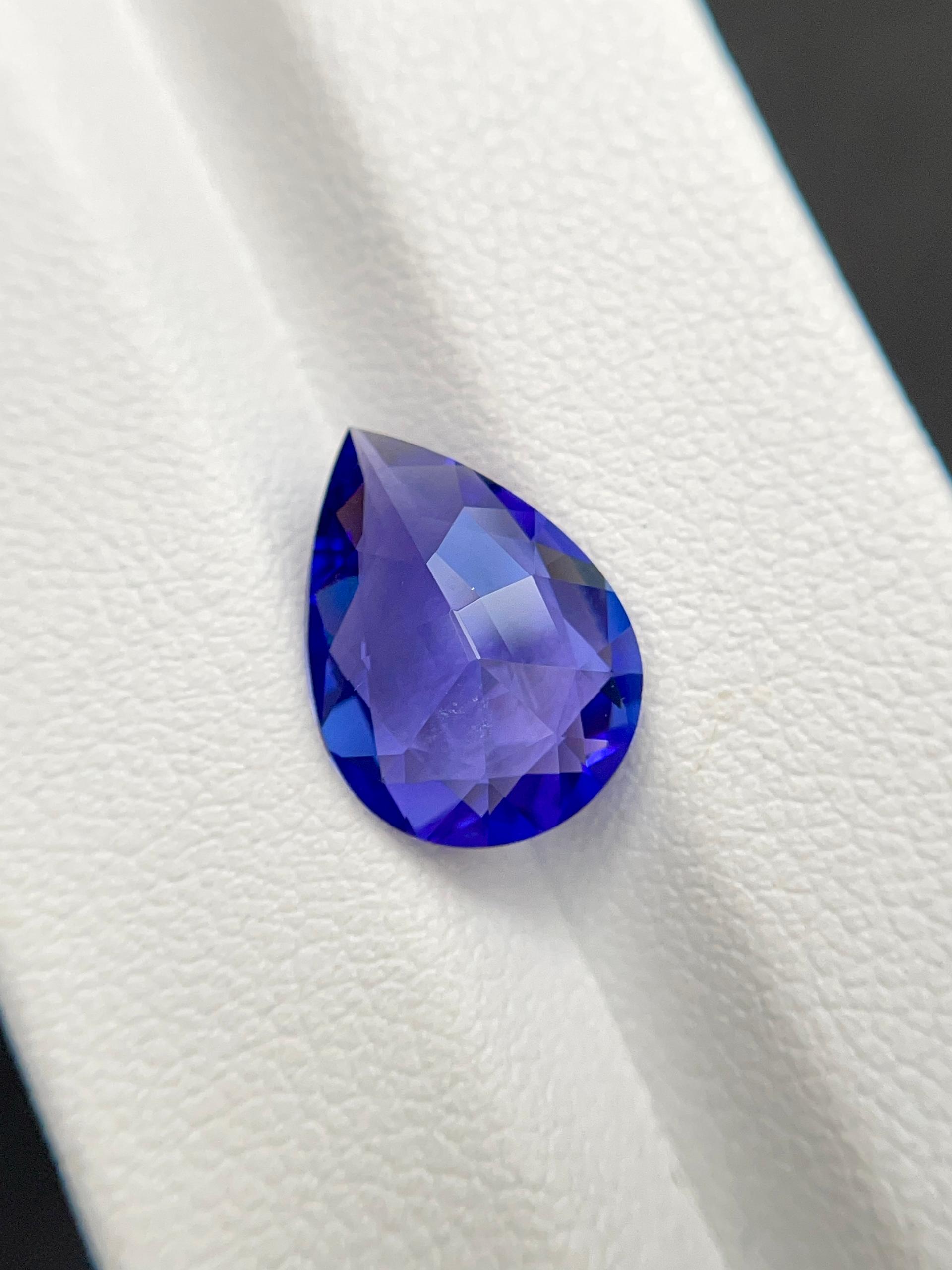 AAA+ violet blue tanzanite, 3.83ct pear cut — view 6