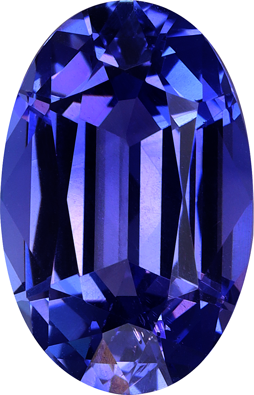Oval cut tanzanite, 11.36 by 7.43 mm, shown at actual size
