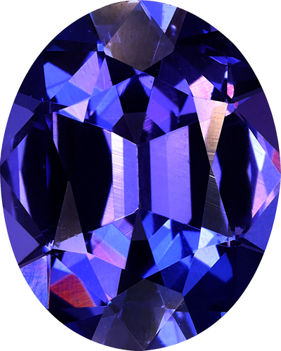 Oval cut tanzanite, 10.35 by 8.26 mm, shown at actual size