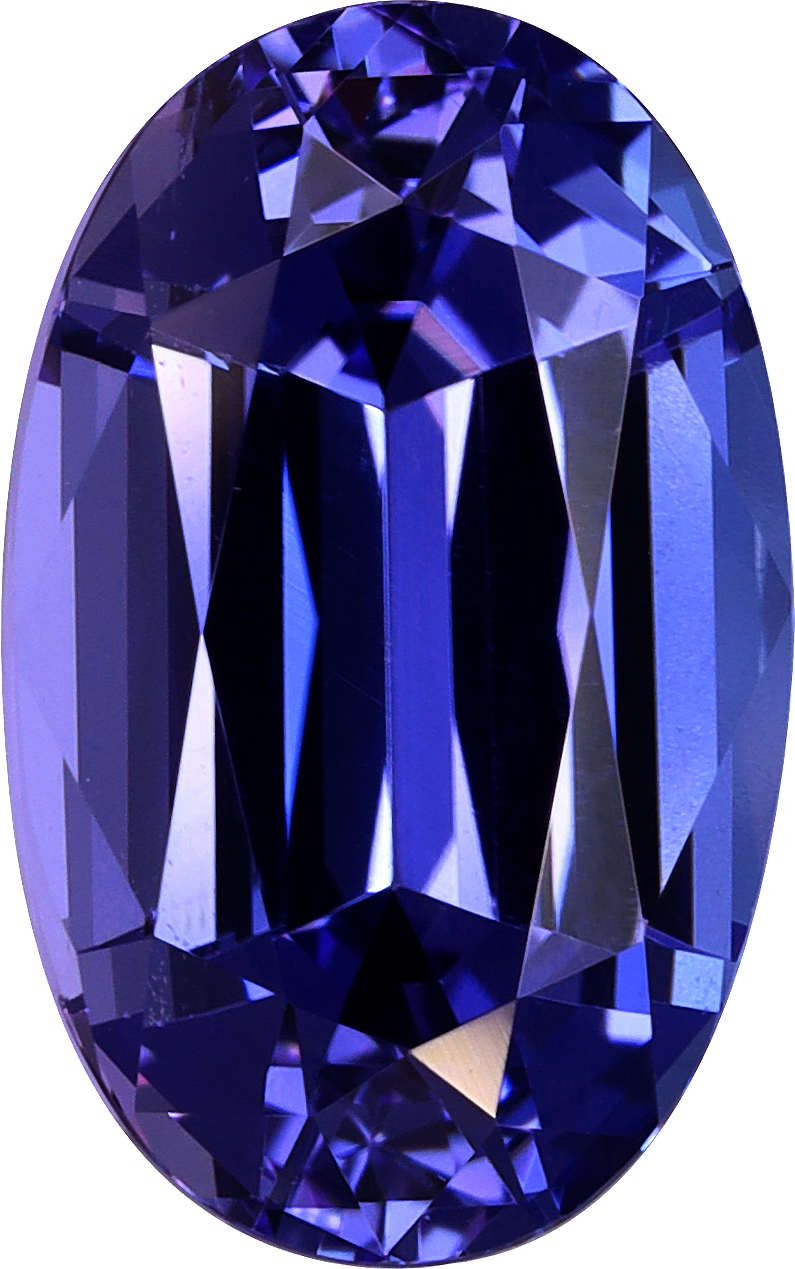 Oval cut tanzanite, 11.09 by 6.98 mm, shown at actual size