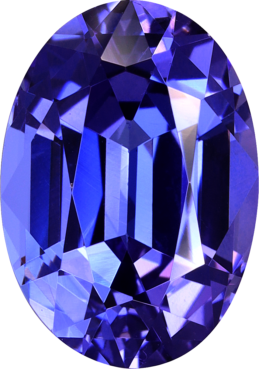 Oval cut tanzanite, 10.66 by 7.52 mm, shown at actual size