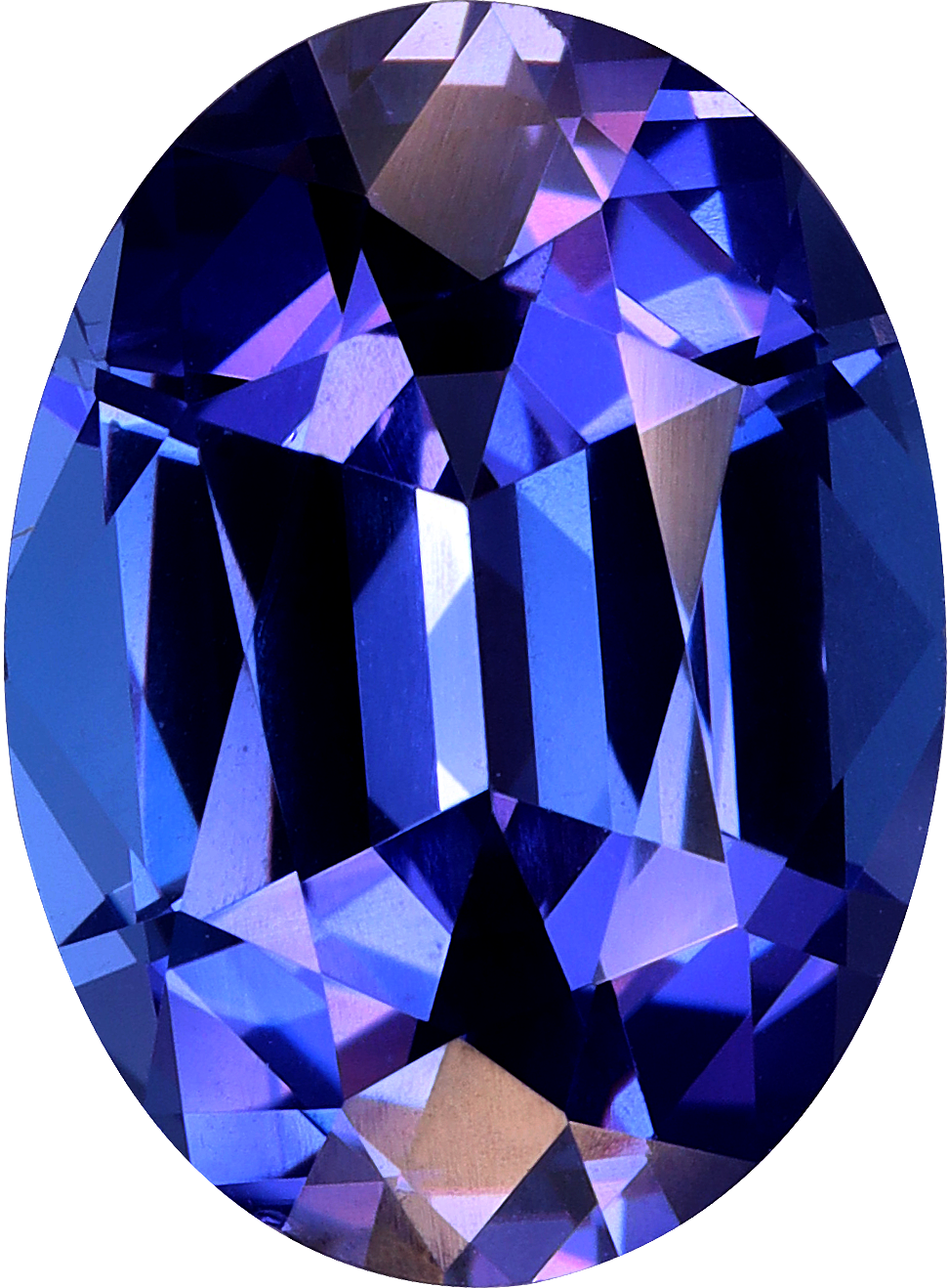 Oval cut tanzanite, 11.6 by 8.54 mm, shown at actual size