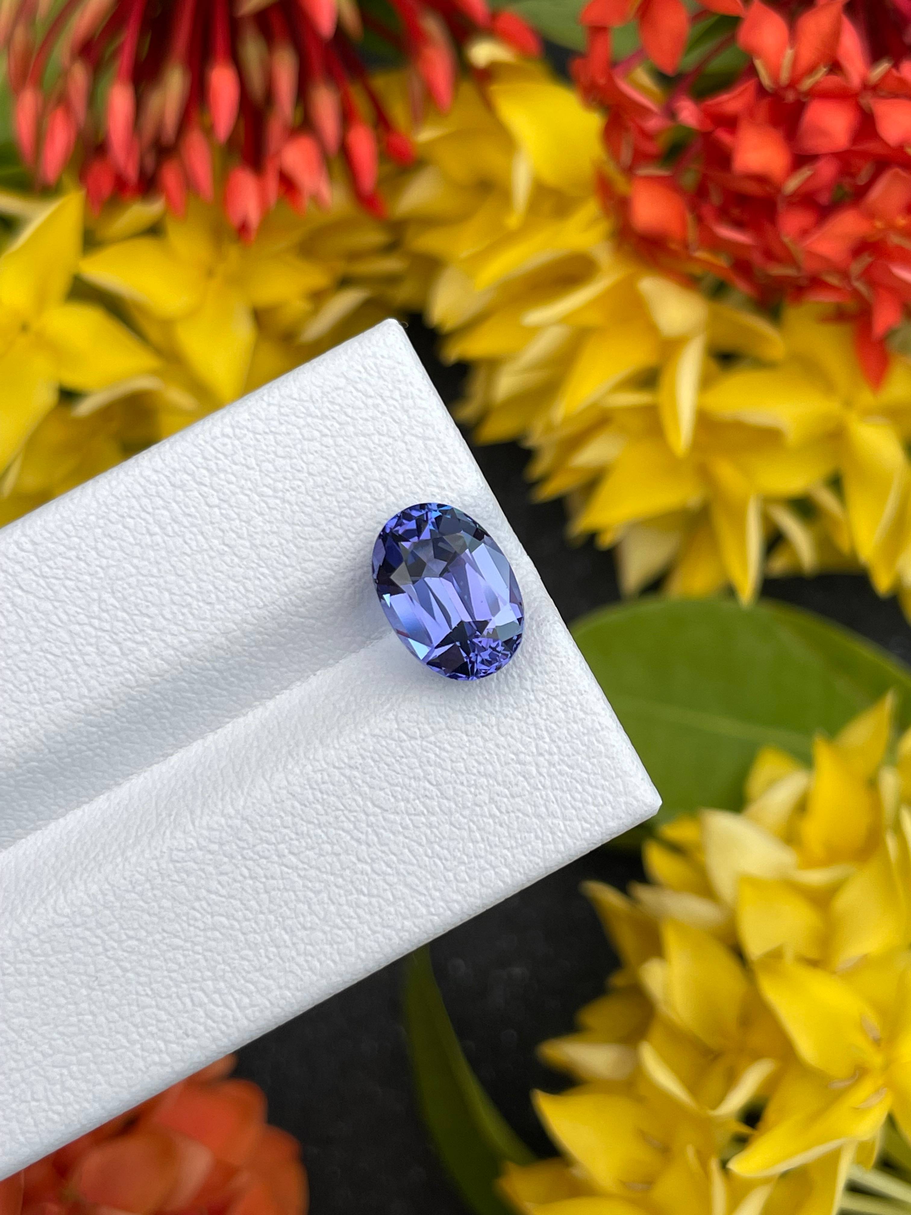 AA violet blue tanzanite, 3.44ct oval cut — view 5