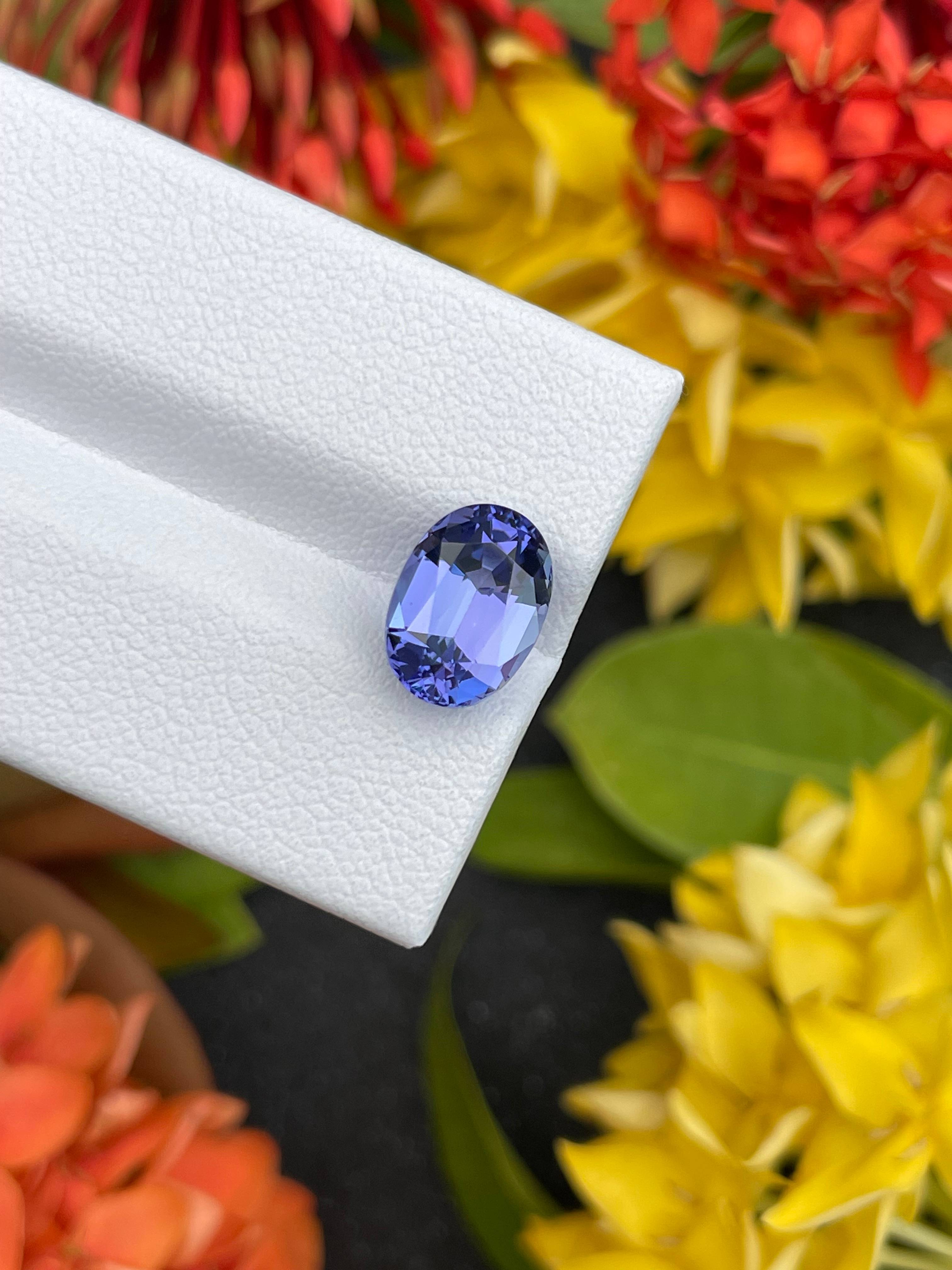 AA violet blue tanzanite, 3.44ct oval cut — view 6