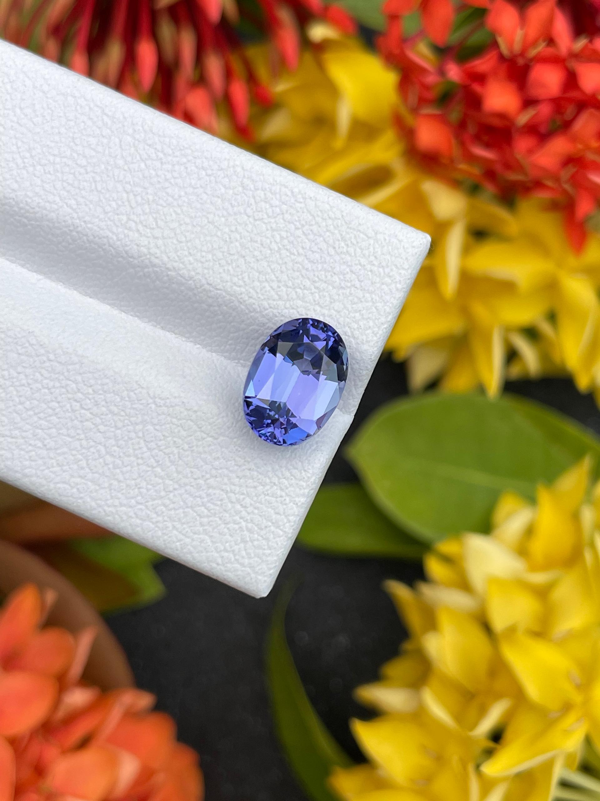 AA violet blue tanzanite, 3.44ct oval cut — view 6