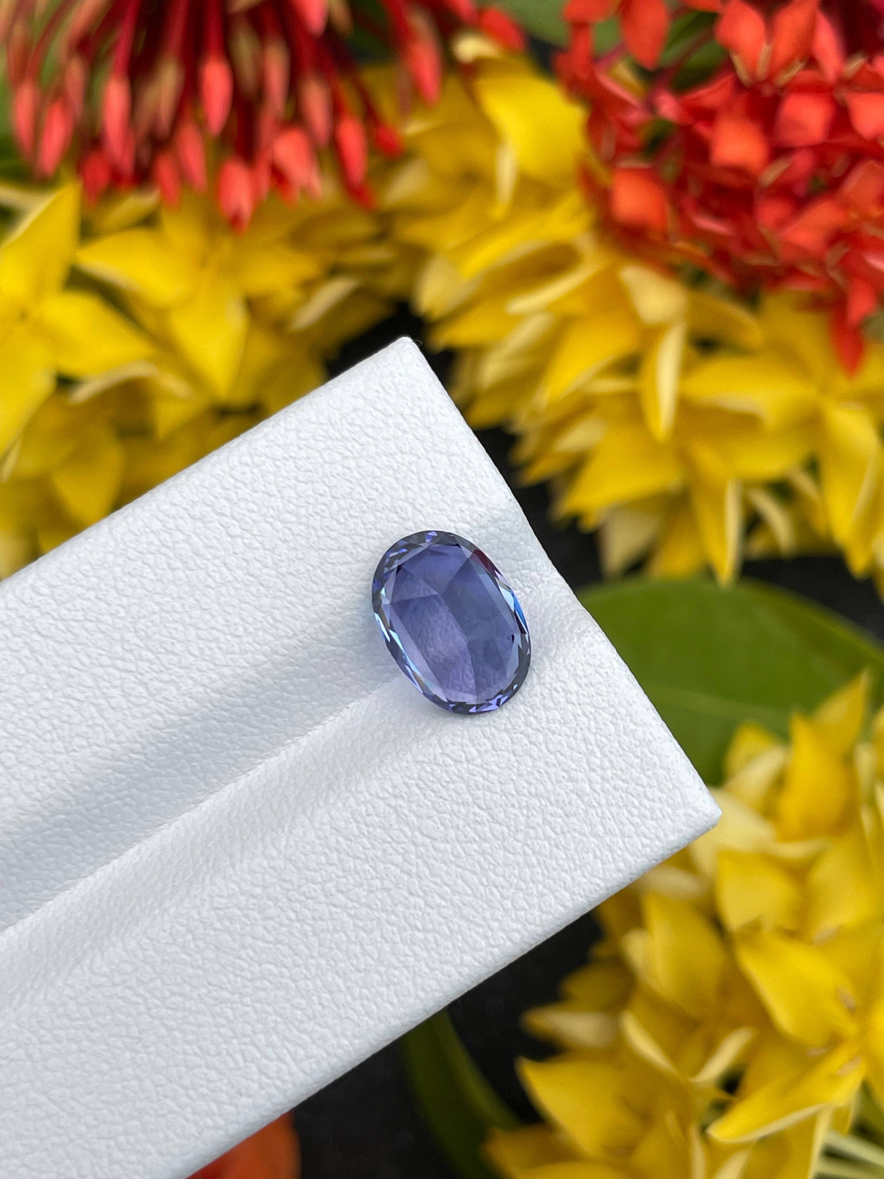 AA violet blue tanzanite, 3.44ct oval cut — view 7