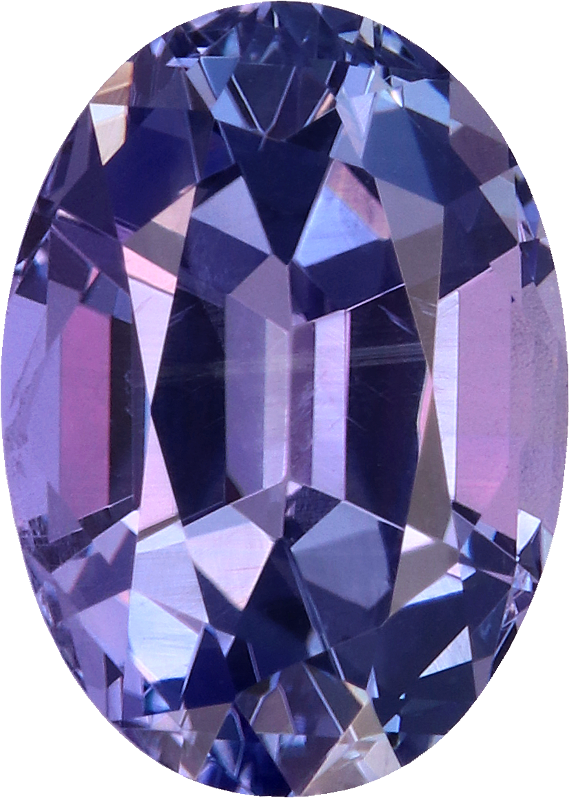 Oval cut tanzanite, 10.07 by 7.31 mm, shown at actual size