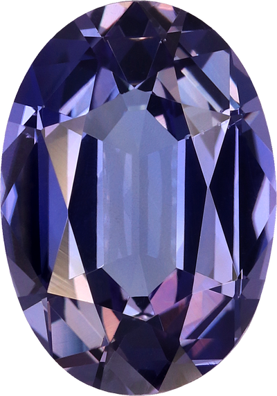 Oval cut tanzanite, 11.33 by 7.96 mm, shown at actual size