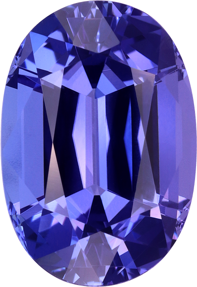 Oval cut tanzanite, 14.26 by 9.8 mm, shown at actual size