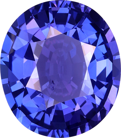 Oval cut tanzanite, 11.31 by 10.03 mm, shown at actual size