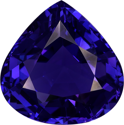 Pear cut tanzanite, 17.34 by 17.21 mm, shown at actual size