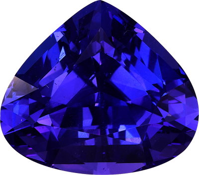 Pear cut tanzanite, 15.53 by 13.74 mm, shown at actual size