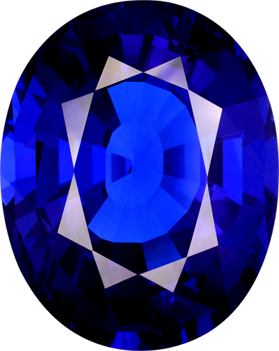 Oval cut tanzanite, 31.6 by 26.55 mm, shown at actual size