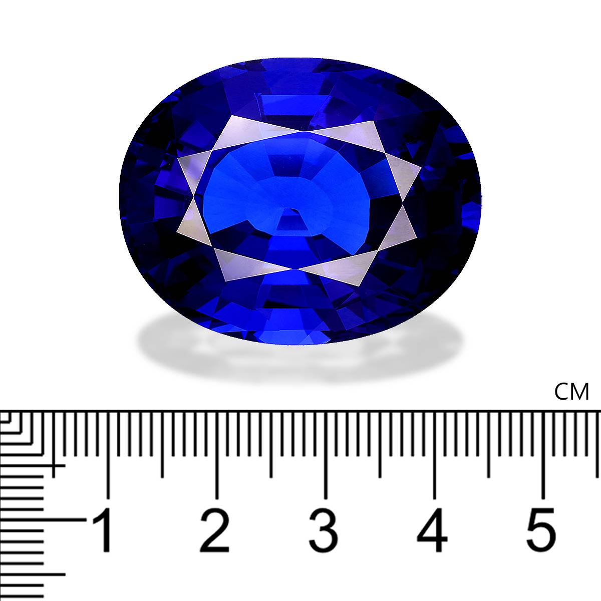 violet blue tanzanite, 91.78ct oval cut — view 4