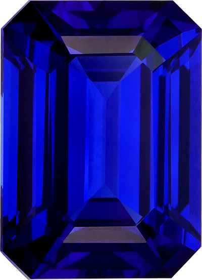 Rectangular cut tanzanite, 20.15 by 14.57 mm, shown at actual size