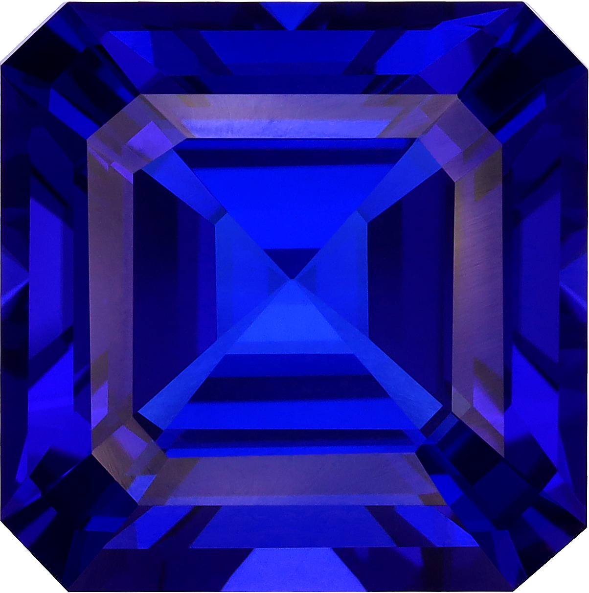 Square cut tanzanite, 16.76 by 16.75 mm, shown at actual size