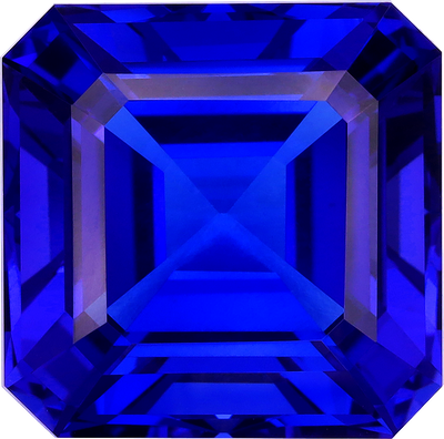 Square cut tanzanite, 15.39 by 15.24 mm, shown at actual size