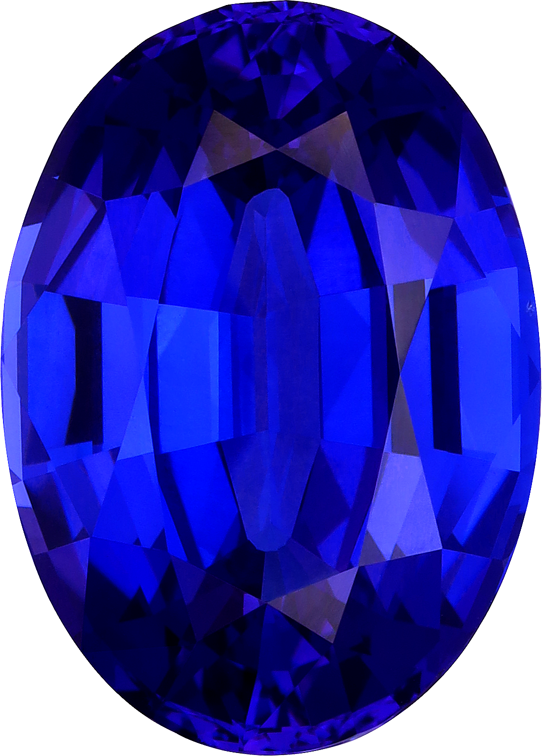 Oval cut tanzanite, 24.61 by 17.63 mm, shown at actual size