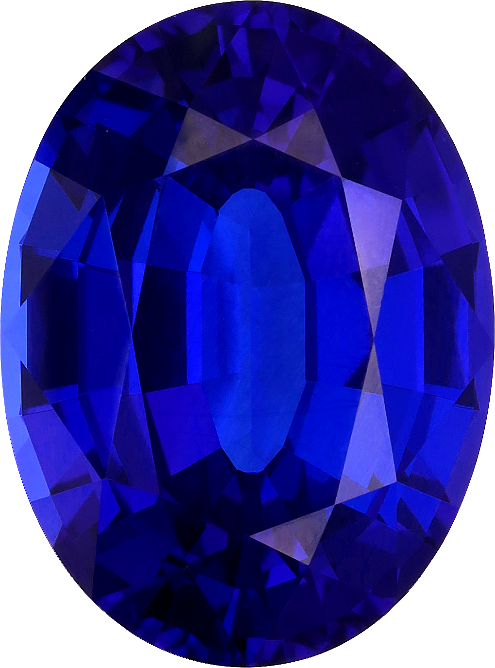Oval cut tanzanite, 22.6 by 16.83 mm, shown at actual size