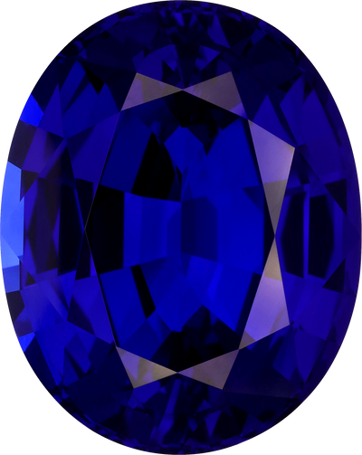 Oval cut tanzanite, 34.6 by 27.55 mm, shown at actual size