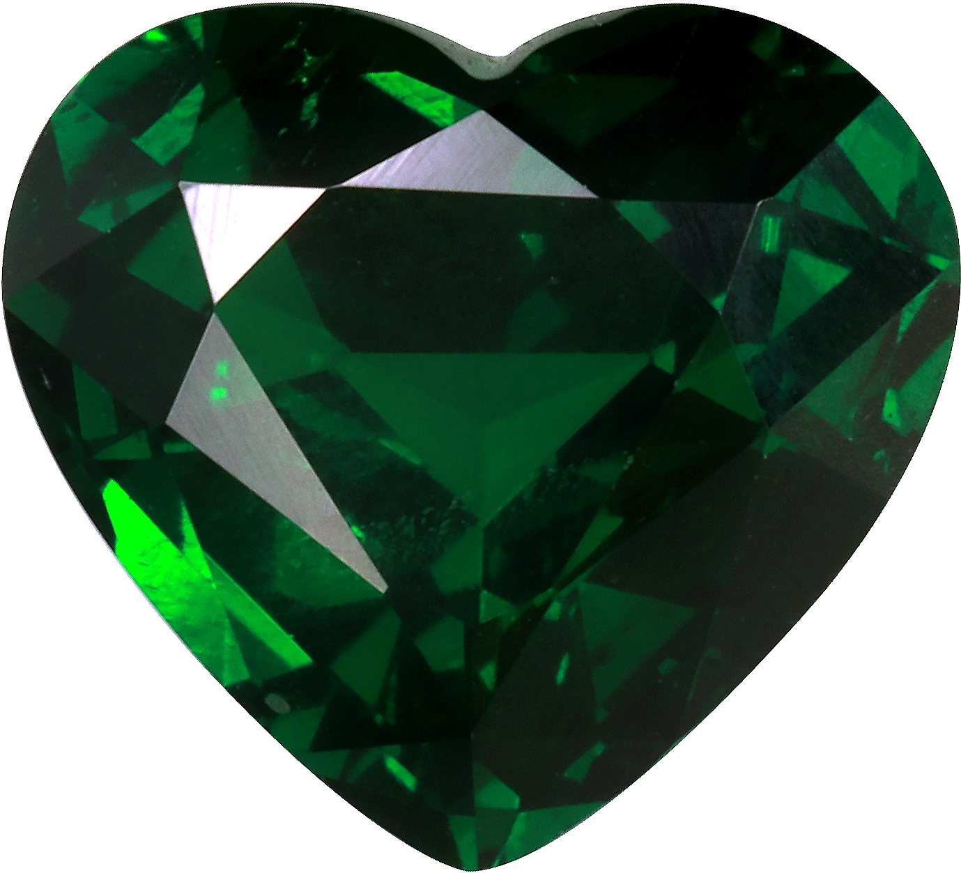Heart cut tsavorite garnet, 8.66 by 7.88 mm, shown at actual size