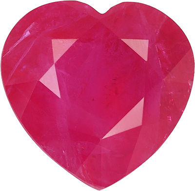 Heart cut burma ruby, 7.42 by 7.22 mm, shown at actual size
