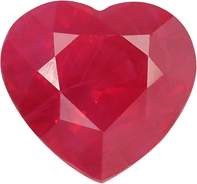Heart cut burma ruby, 6.48 by 6.04 mm, shown at actual size
