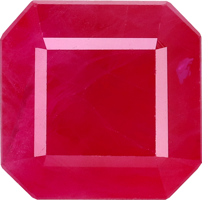 Square cut burma ruby, 5.68 by 5.76 mm, shown at actual size