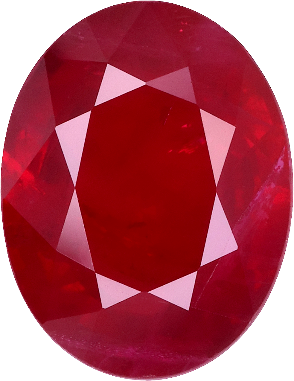 Oval cut burma ruby, 6.12 by 7.92 mm, shown at actual size
